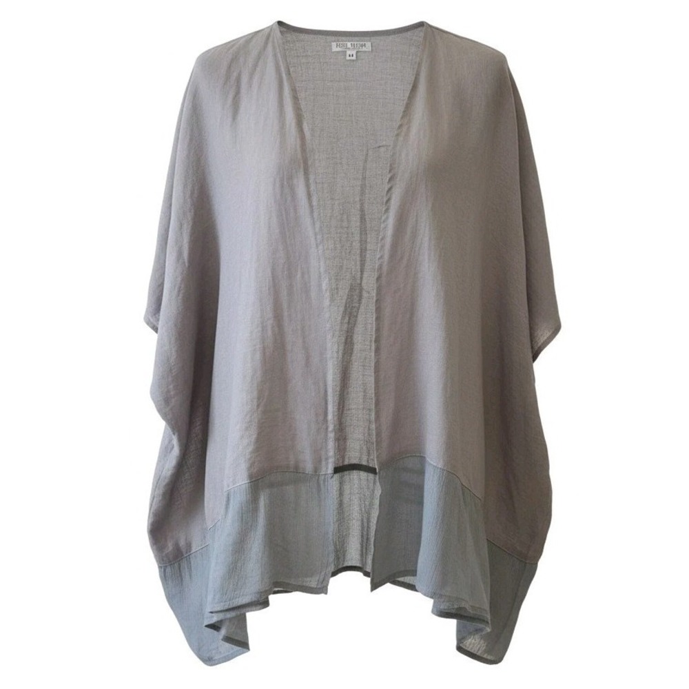 VINTAGE Russ Berens Malibu USA Gray 100% Linen Size‎ M Loose Fit Wrap Batwing